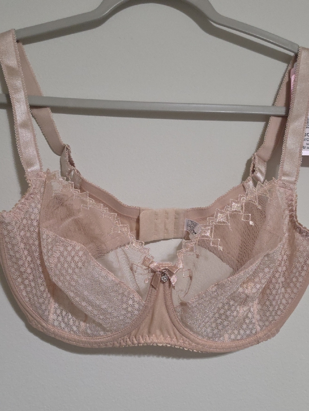 Kinga Bra Michelle Sheer Mesh Full Figure Beige Unlined Sz Bc 343